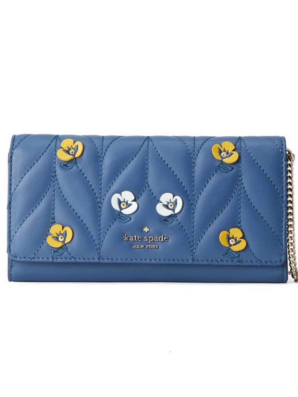 NWT Kate Spade Floral Chain Crossbody Leather Bag, Blue